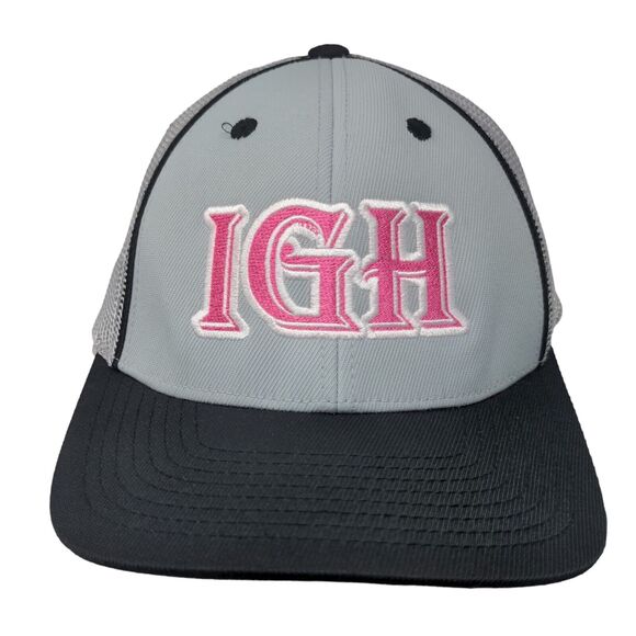 IGH Fitted Trucker Hat Gray L/XL Embroidered Pro Model Mesh Pacific Headwear - Picture 1 of 8